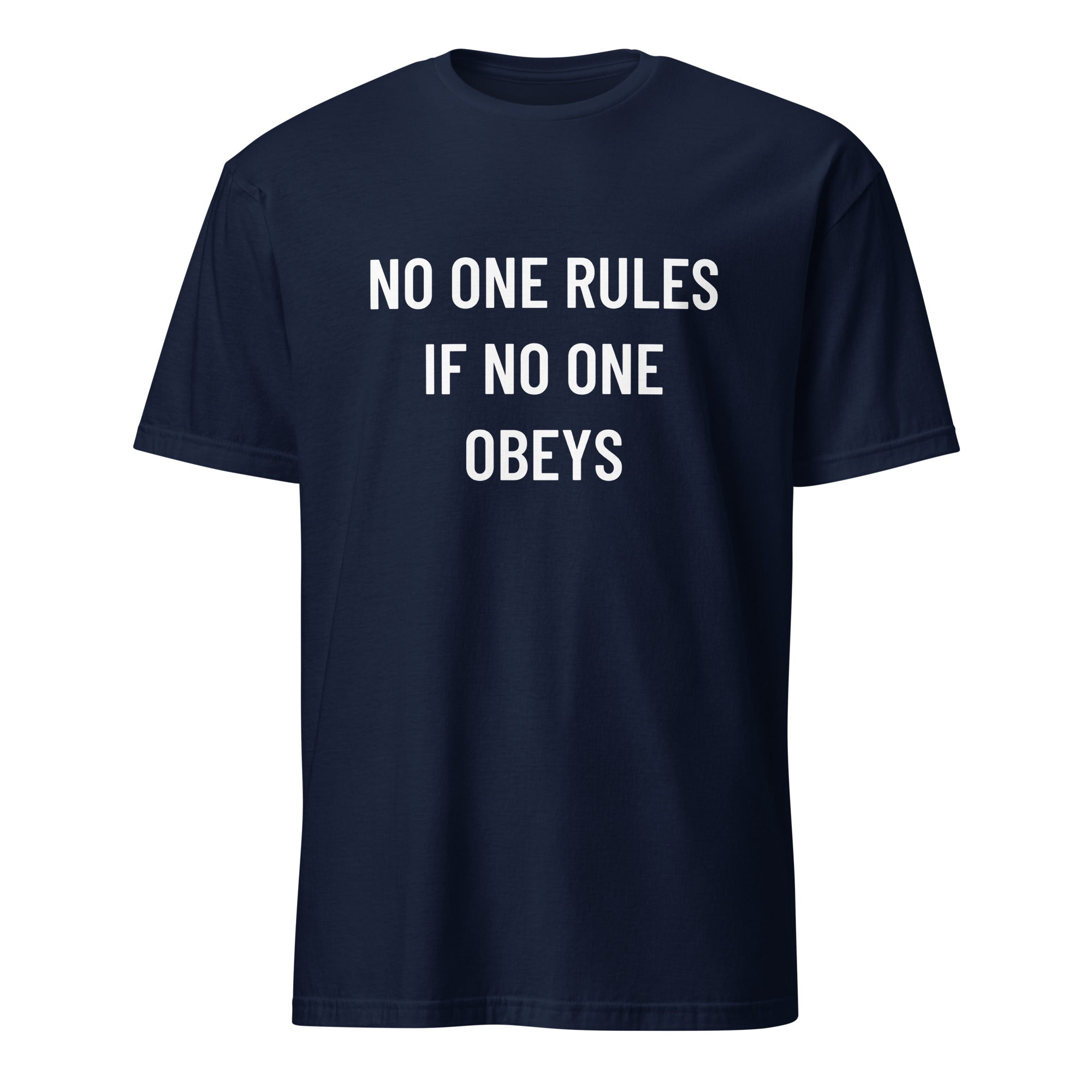 NO ONE RULES IF NO ONE OBEYS anti-authority statement t-shirt in White | BASED ALT-WEAR
