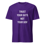 TRUST YOUR GUTS NOT YOUR GOV anti-government statement t-shirt in Navy | BASED ALT-WEAR