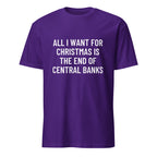 ALL I WANT FOR CHRISTMAS IS THE END OF CENTRAL BANKS statement t-shirt in Purple | BASED ALT-WEAR
